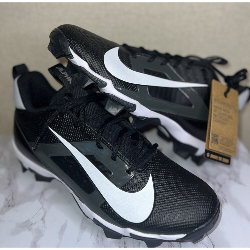 Nike Alpha Menace 4 Shark Molded Men's Black/White/Grey Football Cleats Sz 12US